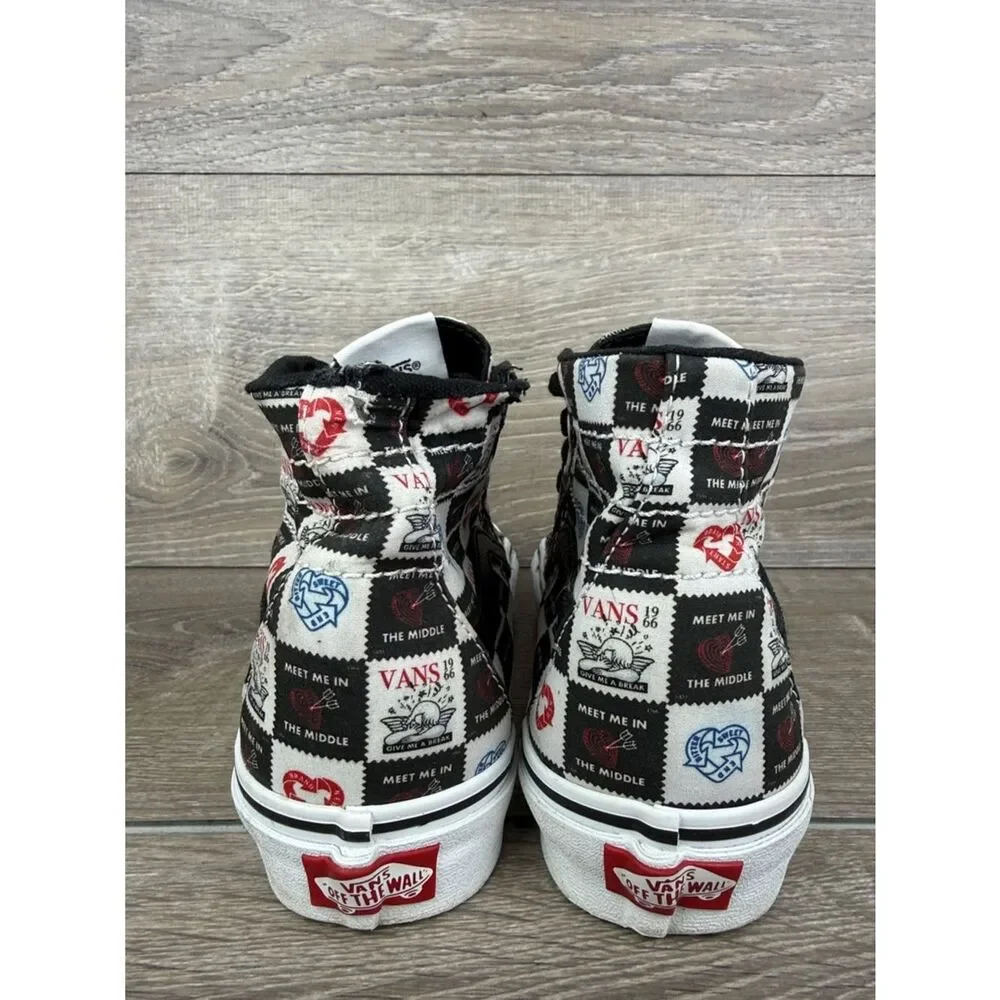 Vans Sk-8 Hi Tapered “Love Letters” Women’s Sz 8 Lace Up Black White Red Sneaker